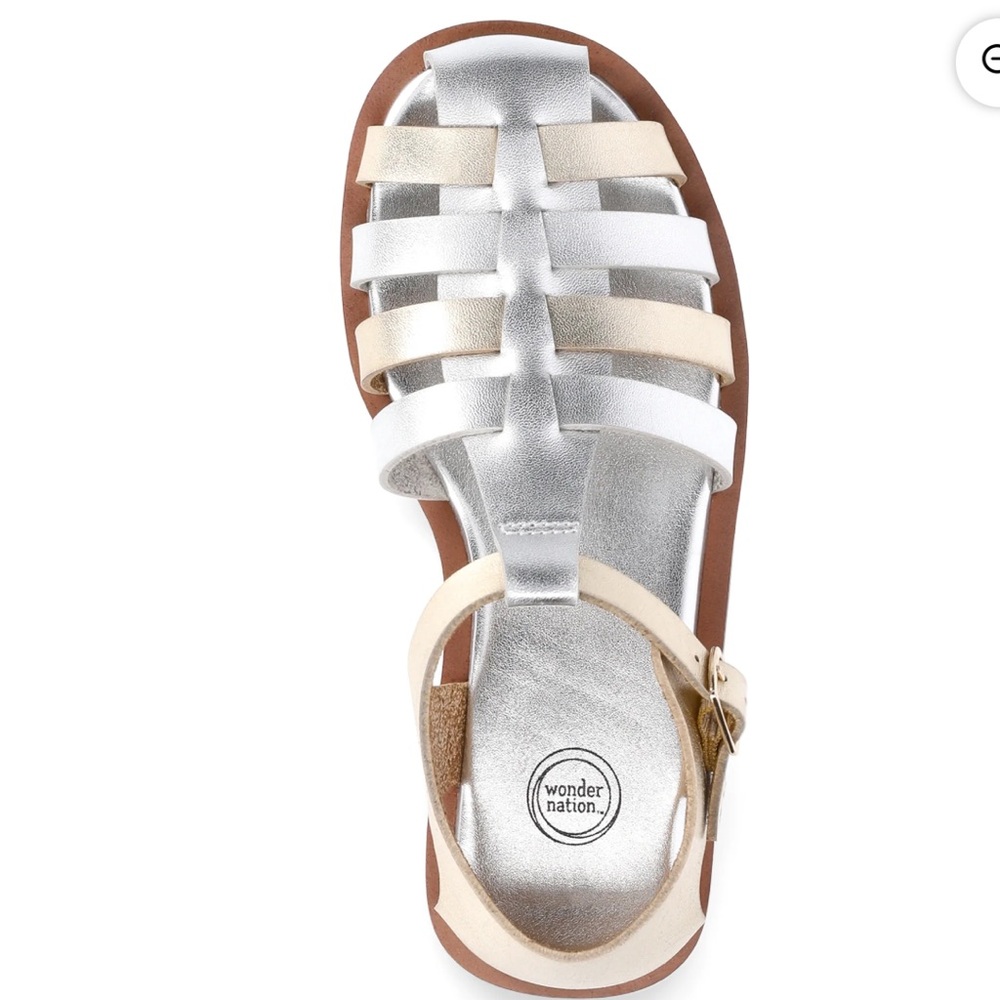 Kids Metallic Silver and Gold Sandals - Picture 3 of 5